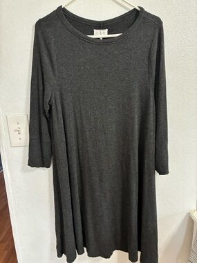 Lou & Grey Charcoal Gray Long-Sleeve Swing Dress L